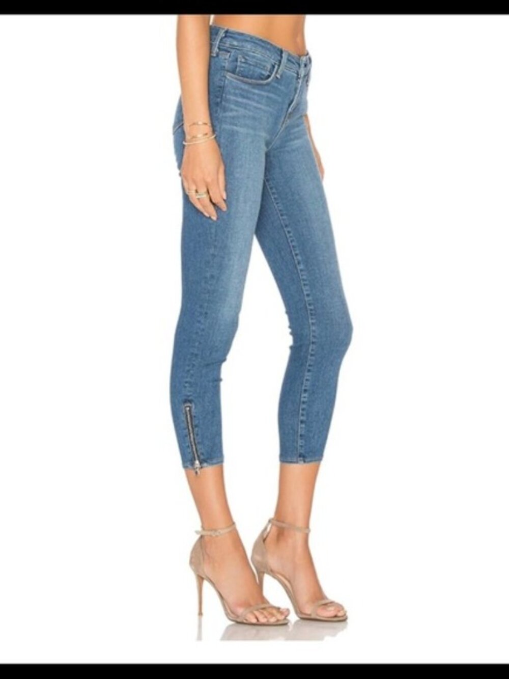 L'AGENCE Emmanuelle Crop Skinny Zip Jeans Size 27